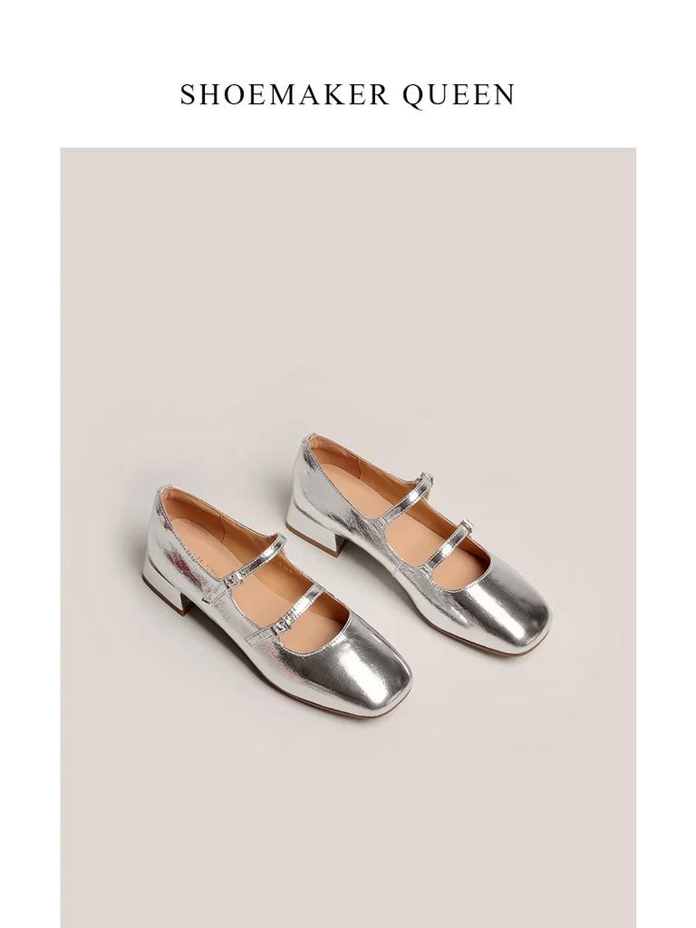 New Women Shoes Retro Thick Heeled Ballet Shoes for Women Medium Heeled Mary Jane Single Shoes Zapatos De Mujer