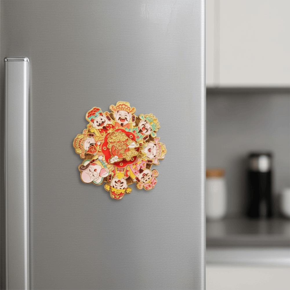 Cartoon New Year Magnetic Sticker Rotatable Chinese Refrigerator Sticker  Magnets Message Board