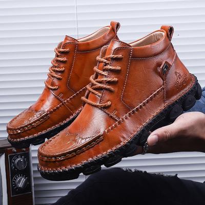 Mens Handmade Genuine Leather Boots Comfortable Ankle Boots for Men Casual Shoes Outdoor Boots