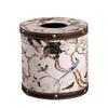 Chinese Style Guofeng Tissue Box Circular Leather Drawer Box Light Luxury Style Napkin Box Suitable for Home Living Room Bedroom