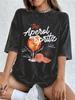 Aperol Spritz Zitronen Aufdrucke Gewaschene T-Shirts Damen Baumwolle Oversized T-Shirt Sommer Weiche Kurzarm Tops Hip Hop Rundhals Kleidung