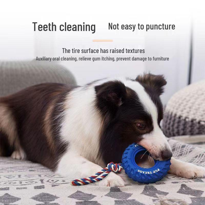Pet Dog Toy: Durable Rubber Tire for Large Dogs - Interactive, Bite-Resistant, and Teething-Friendly