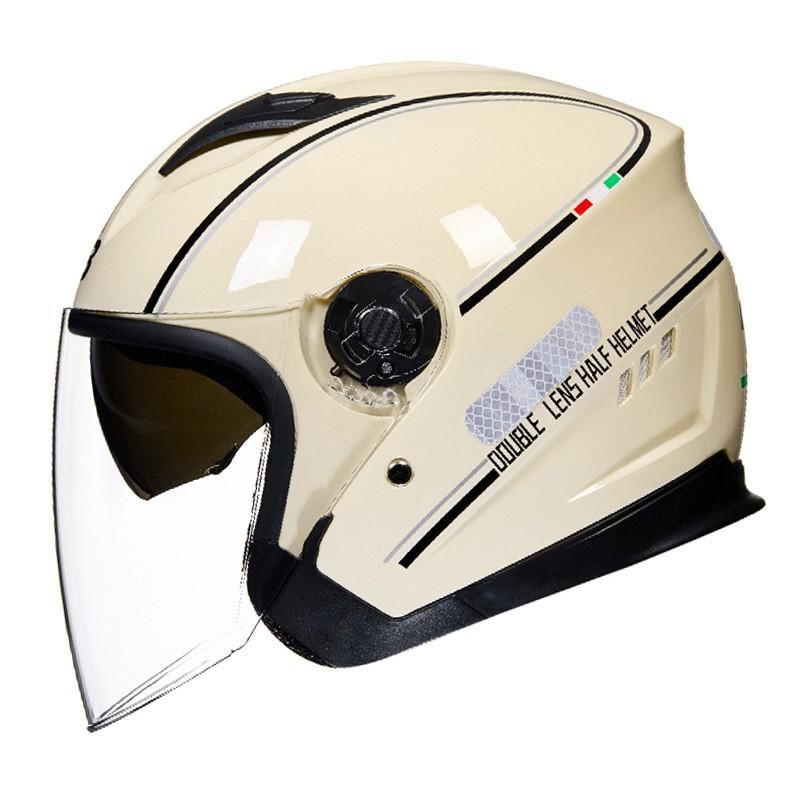 BYB New Standard A-Class 3C Certified Helmet Women Motorcycle Electric Bike Dual Lens Anti-Fog All Season
