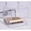 Hanging Parrot Cage Feeder Acrylic Splash-Proof Pet Bird Feeding Box Transparent Parrot Food Box Bird Cages Feeder Container