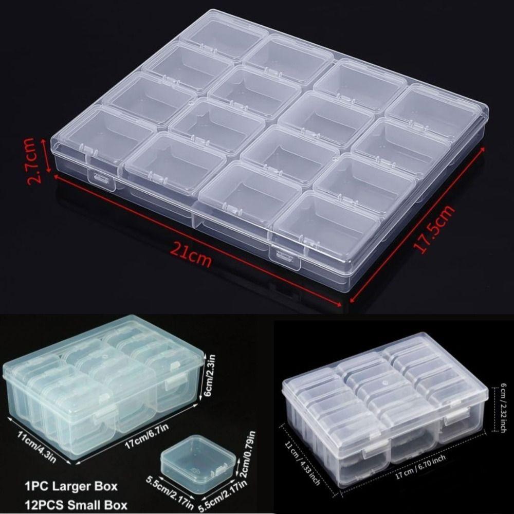 Plastic Transparent Storage Box DIY Earrings Storage Case  Jewelry Storage Accessories