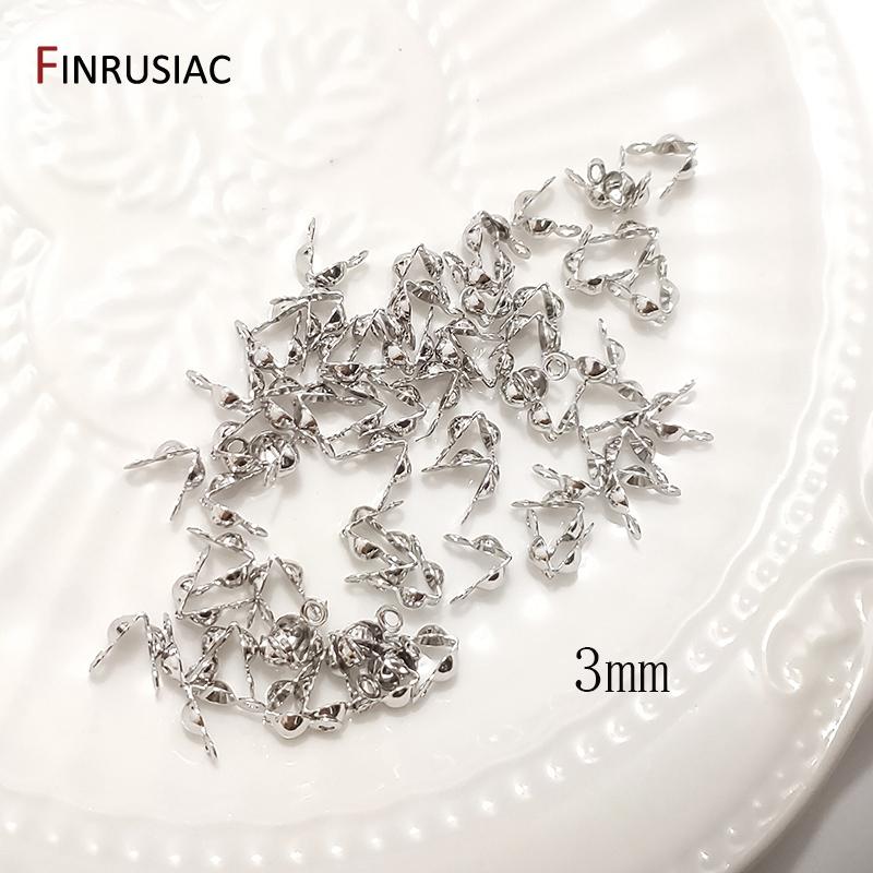

3mm/4mm Calotte Crimp Bead Tip Knot Cover 14K Gold Plated Connector Clip Clasp Fittings Component Double-Cup Bead Tips Wholesale 50 pcs