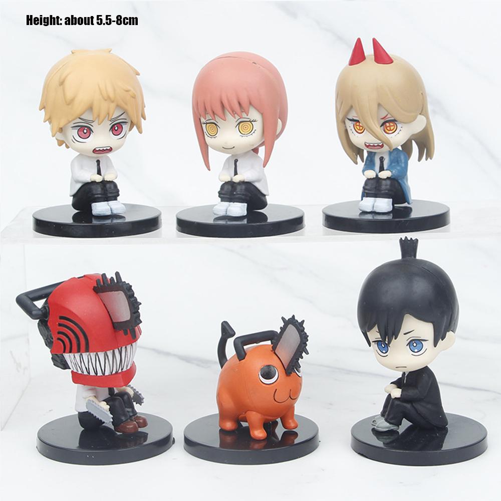 6Pcs-Set Chainsaw Man Anime Figure PVC Denji Pochita Collection Action Figures Model Set Toys Anime  Dolls Kids Gift