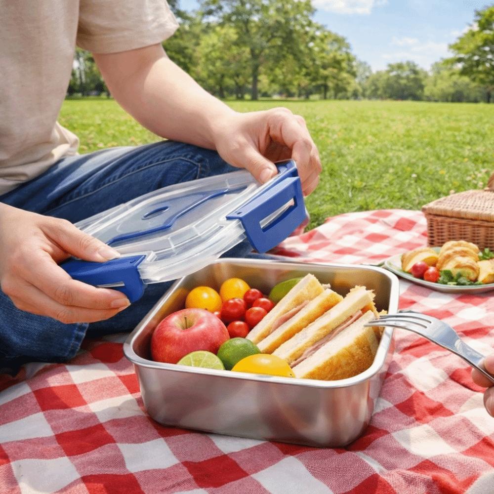 Stainless Steel Food Preservation Box Leakproof Lunch Box Food Storage Box  Camping Picnic