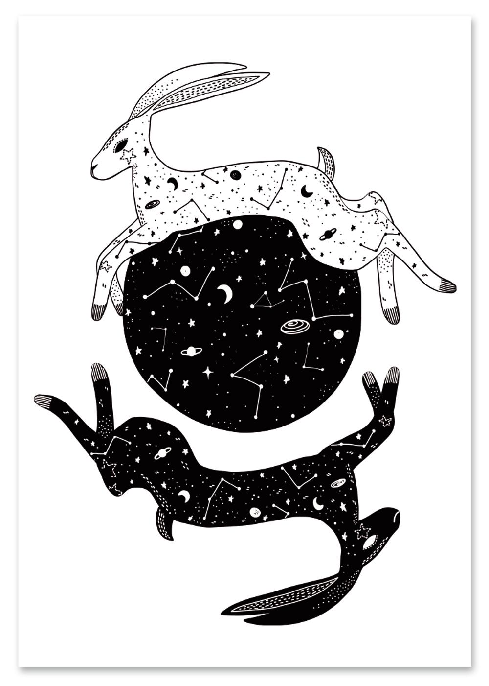 

Plakat kosmiczne zające 30x40 cm