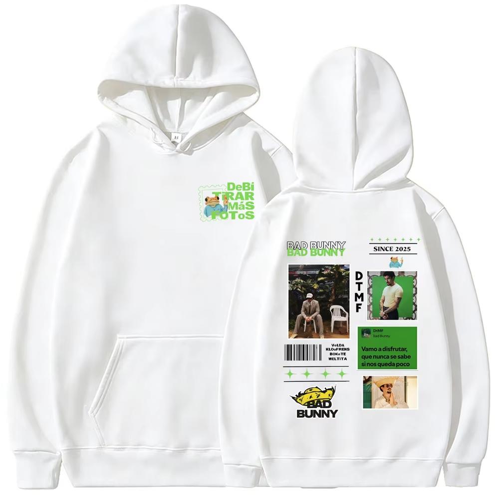 Rapper Bad Bunny Grafik Hoodie Debi Tirar Mas Fotos DTMF Welttournee 2026 Sweatshirt Herren Damen Vintage Bedrucktes Sweatshirt