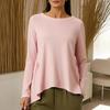 2026 Spring/Autumn New European and American Cross-Border Foreign Trade Amazon WISH Women's Crew Neck Solid Color Long Sleeve Pleated T-Shirt