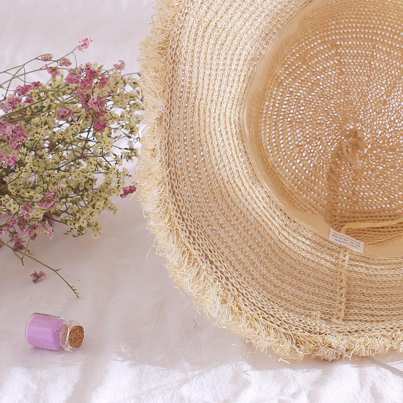 Eleganter Schlapphut mit Quaste für Damen, Strohhut mit breiter Krempe für den Strand im Frühling/Sommer und Sonnenschutz im Freien