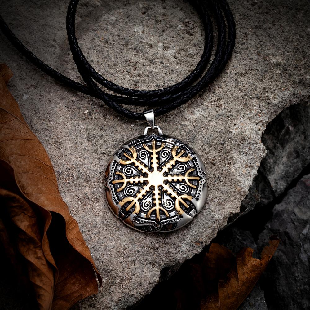 Never Fade Vikings Compass Necklaces Gold Color Stainless Steel Norse Rune Trident Pendant Vegvisir Amulet Vintage Jewelry Gifts