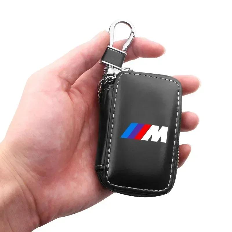 IFBZ1 For BMW Car Keychain Covers Men Key Holder Genuine Leather Car Key Wallets Bag For BMW M Performance M1 M2 M3 M5 M6 F20 F13 F30