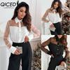 Women's Fashion Casual Solid Color Print Long Sleeve POLO Neck Blouses & Shirts