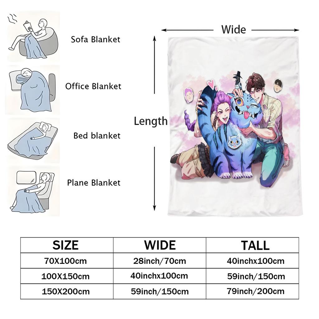 K-POP Demon Hunters Jinu & Rumi Flannel Blanket Soft Warm Throw Sofa Bed Cover Travel Camping Home Comfort for Anime Fans Gift