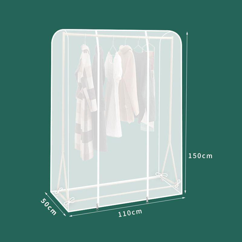 Husa transparentă antipraf pentru suport de haine cu bară dublă, de podea