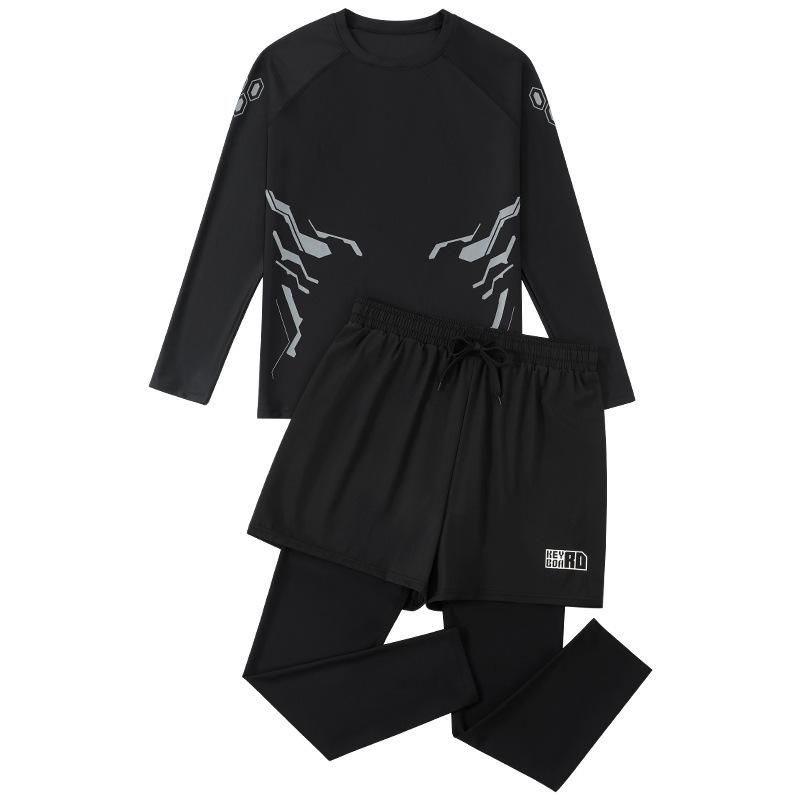 Men's Plus Size Sun Protection Long Leg Swimsuit & Diving Trunks Set