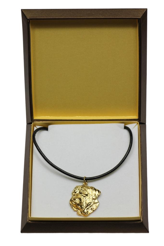 

Dogue de Bordeaux, French Mastiff, Bordeauxdog II - Dog necklace in gift box, gold-plated pendant for dog fan, striking jewellery by Art-Dog