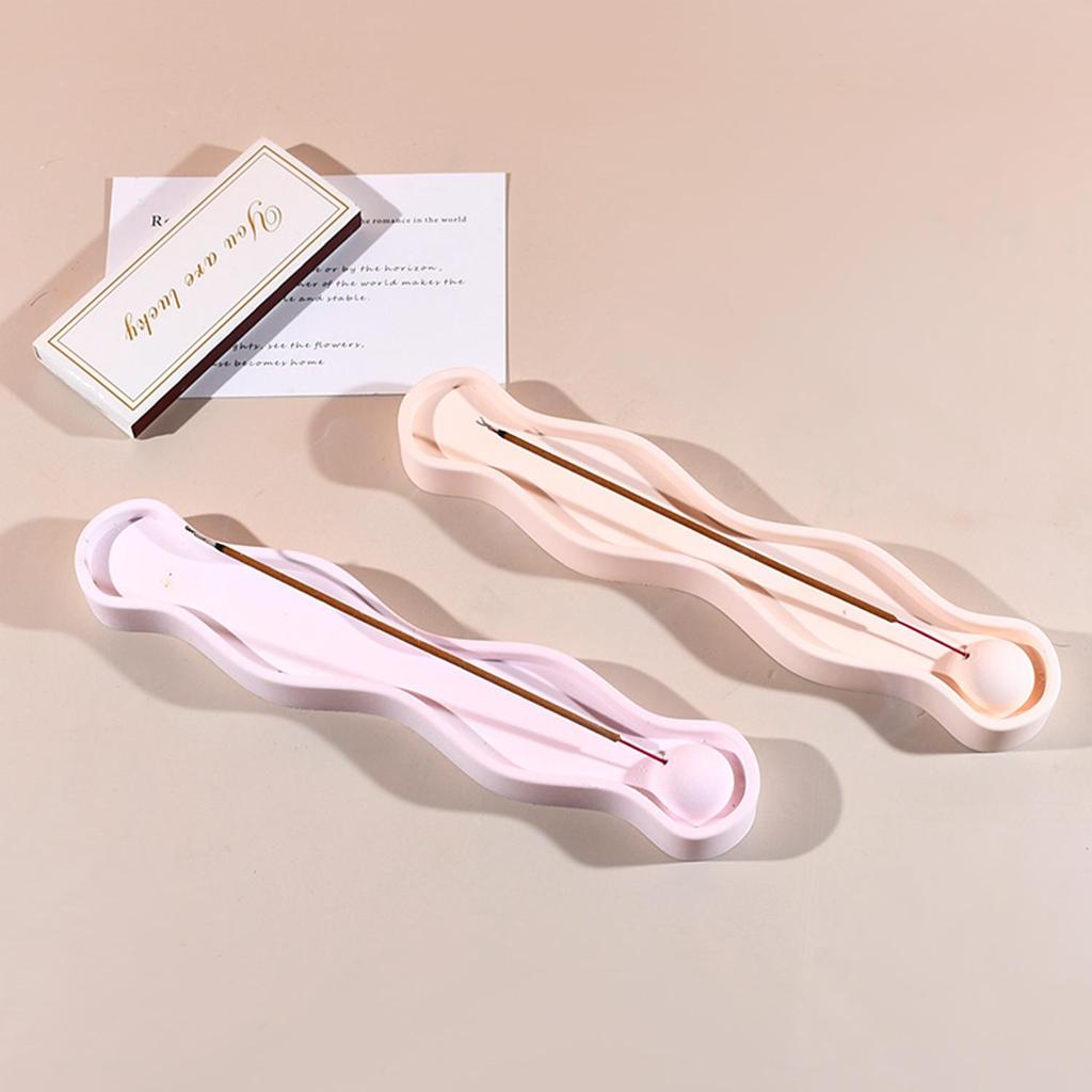 1PC DIY Wave Incense Plate Epoxy Mold Zen Lying Incense Plug Candlestick Ornament Silicone Mold