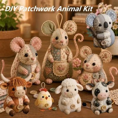 DIY Patchwork Animal Kits Cute Patchwork Mouse DIY Kit Sewing Kit Handmade Craft Set for Beginners Creative Home Ornament Decor