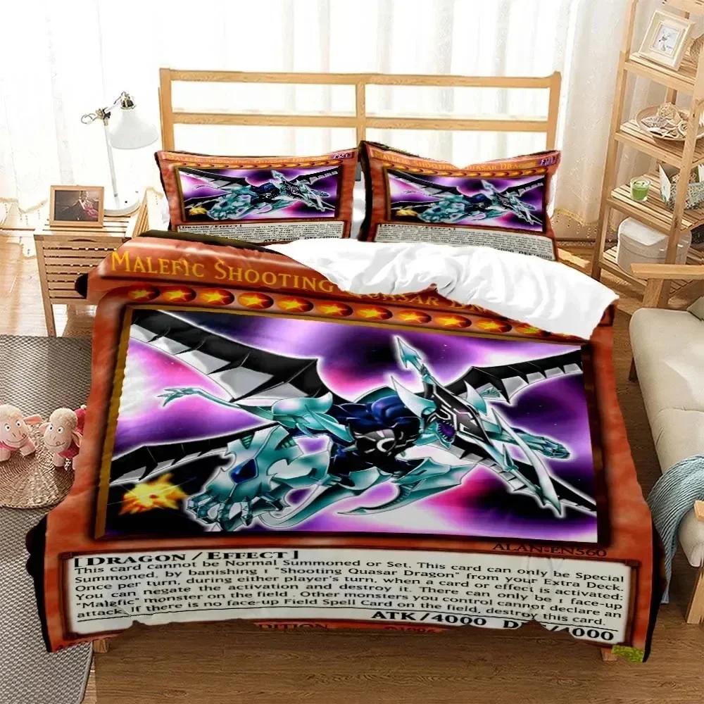 3D-Druck Anime Yu-Gi-Oh Spielkarte Bequeme Bettdecke Bettbezug Kissenbezug Bettwäsche-Set Kinderzimmer Dekoration Heimtextilien