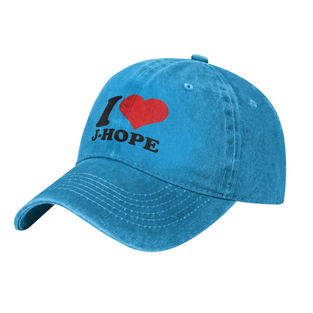 Fashion I Love J-Hope Baseball Cap Unisex Style Distressed Cotton Sun Cap Outdoor All Seasons Travel Adjustable Hats Cap