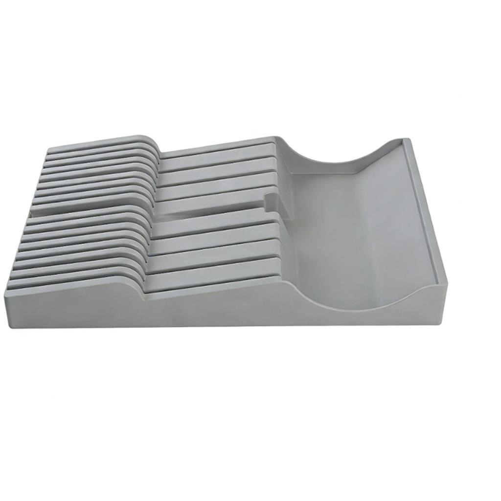 In Drawer Cutter Block Plastic 16 Slots Steak Cutter Holder Cutlery Storage Organizer with Sharpening Stone Slot for