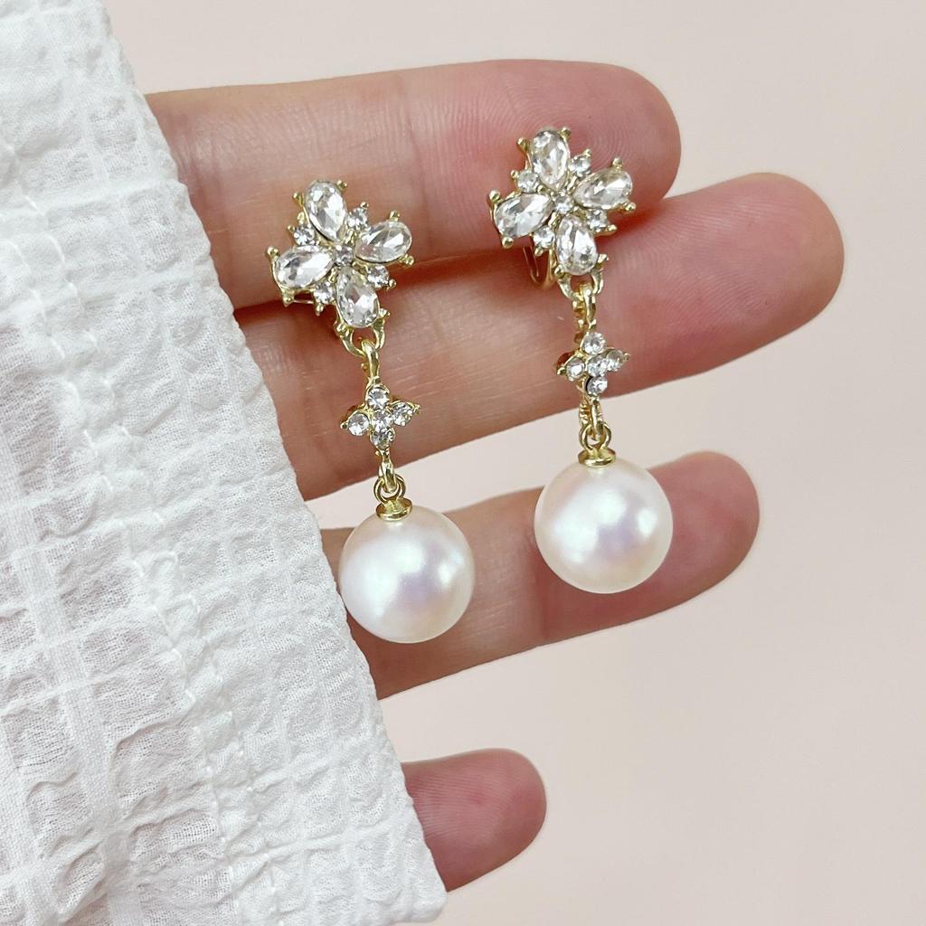 Kamelie Mückenspirale Halter Perlenblume Retro Ohrclips Ohrringe - Kein Piercing erforderlich