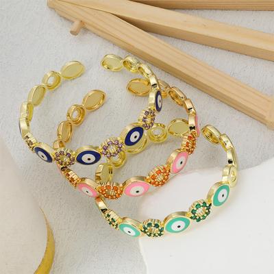 Micro-Zircon Oil Drop Devil's Eye Bracelet Women's Open Open Adjustable Hand Jewelry