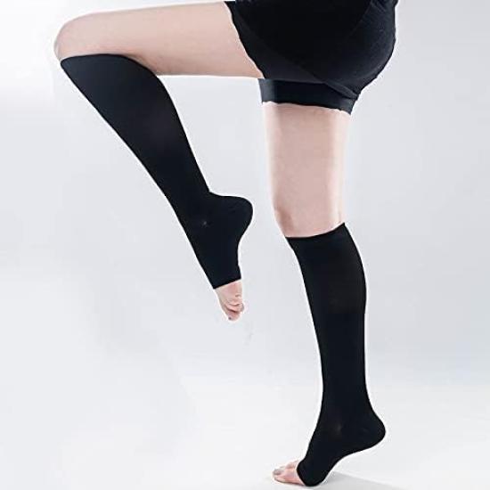 Kompresní ponožky MKY Company Walkplus+ kompresní ponožky na spaní Open Toe Socks Office Black (L-XL)