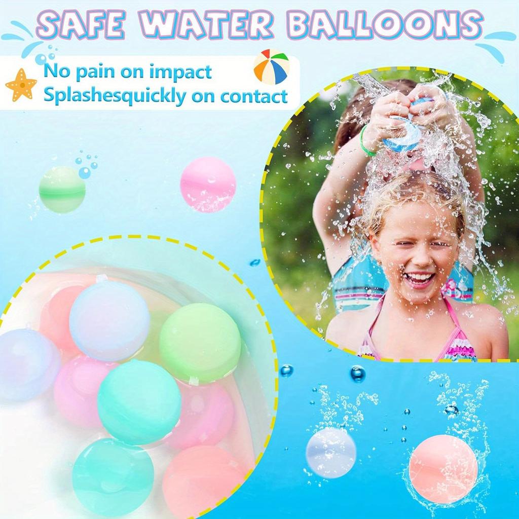 Reusable Water Balloons Toys Soft Silicone Water Balls Quick-Fill Water Balls Summer Outdoor Pool Beach Party Fun Game Water Toy