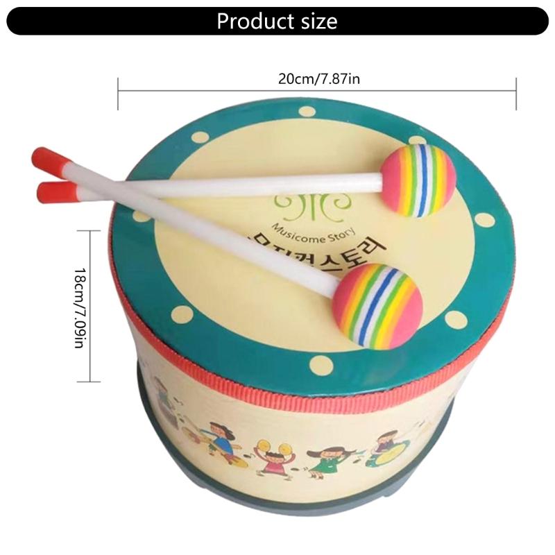 Floor Drum with 2 Mallets Percussion Instrument Rhythm Drum Educational Musical Toy With Wood Stick Hand Drum Enduring