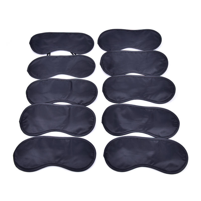 10Pcs Eye Mask Shade Cover Blindfold Night Sleeping Black  A,