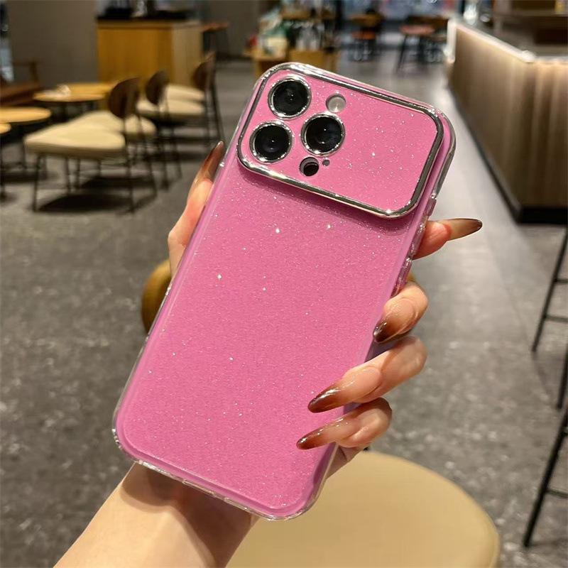 Three-in-One Glitter Phone Case for iPhone 17pro, 16pro, 15pro, 14pro – Solid Color with Large Window