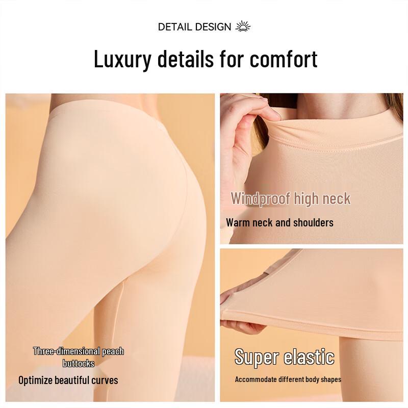 Langsha Women's Mid-Neck Pure Cotton Thermal Underwear Set