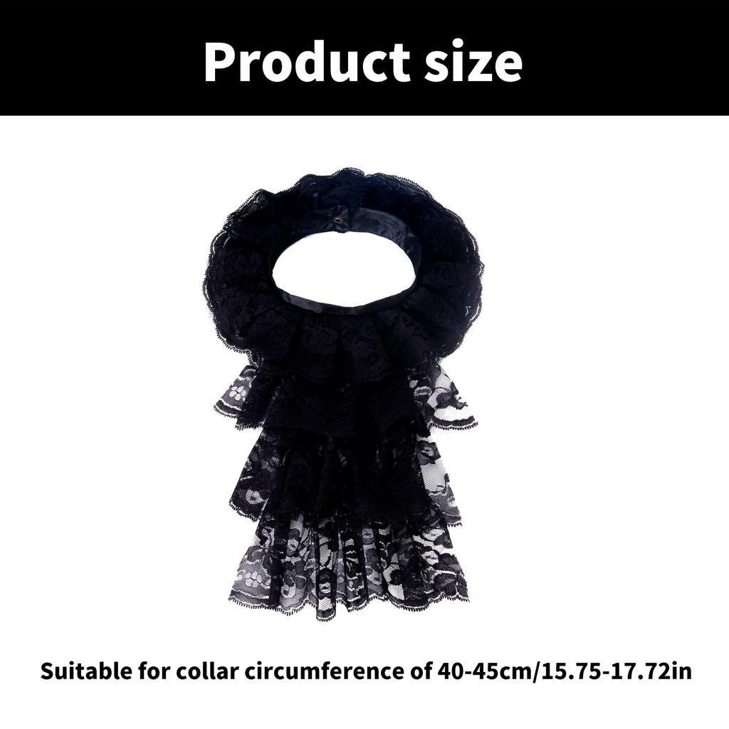 Elegant Ruff Jabot Collar Multilayer Lace Collar for Masquerades Parties Cosplay Event Collar Costume Neckpiece All Age
