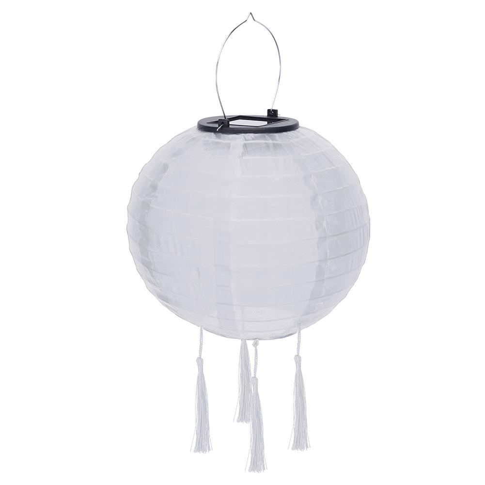 8 inch Waterproof Solar Chinese Lantern Nylon Hanging Lamp Outdoor Festival Wedding Birthday Party Decorations Light
