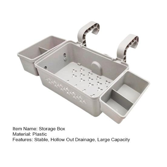 Swimming Pool Storage Basket with 2 Water Cup Holders Hollow Out Drainage Large Capacity PoolsideStorage Rack Toys Goggles Phones Drinks Towels