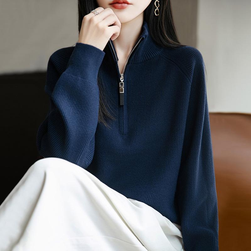 YYFS Women's Fashion Casual Fall Winter Solid Color Print Long Sleeve Half Turtleneck Sweaters