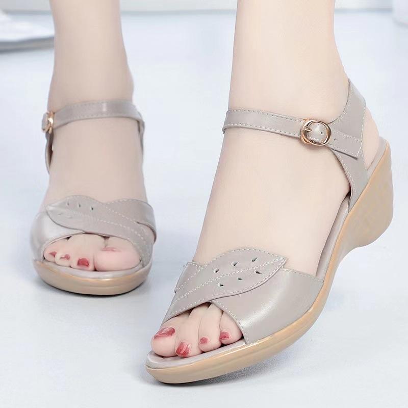Fashion GKTINOO Brand Sandals Summer Women Shoes Sandals 2025 New Fashion Wedges Heel Sandals Real Leather Shoes Woman Sandals