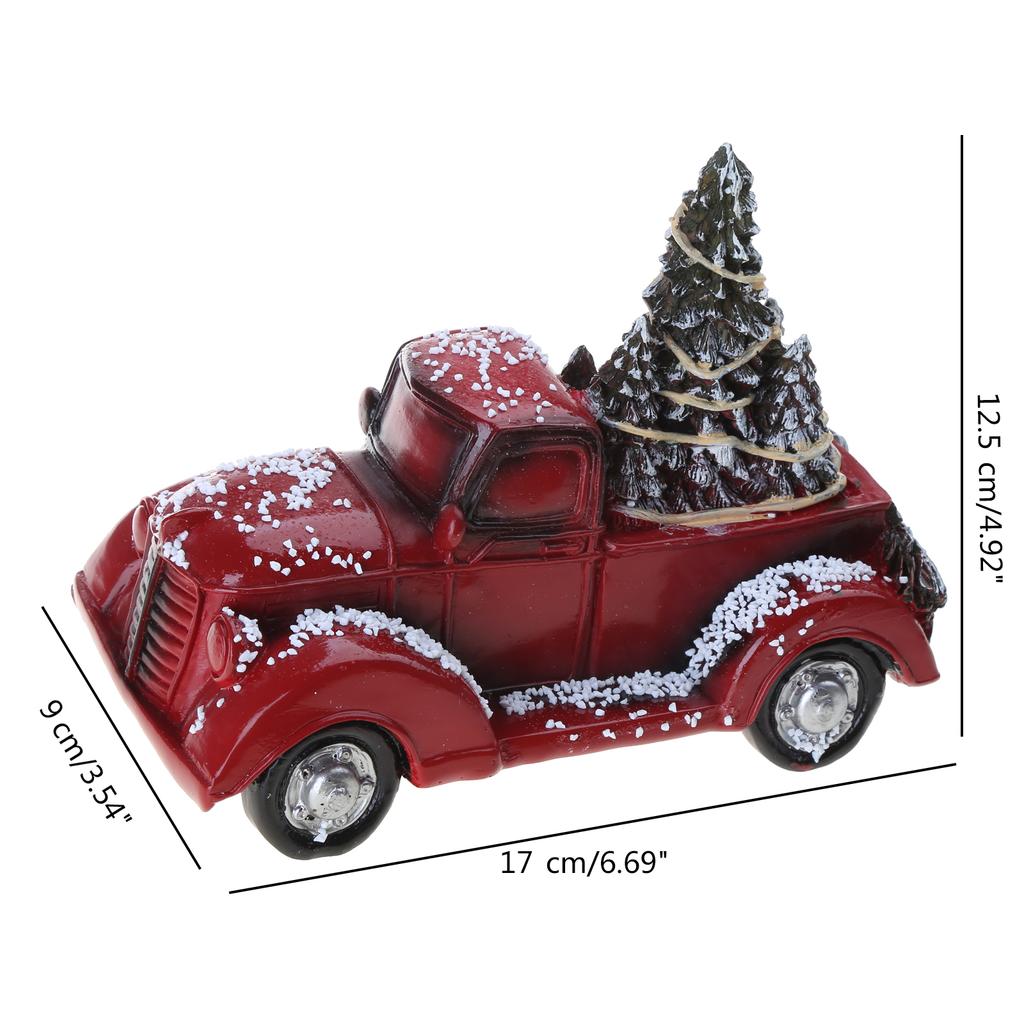 Christmas Resin Truck Toy Vintage Pickup Truck Car with Tree New Year Christmas Decoration Adornments Gift