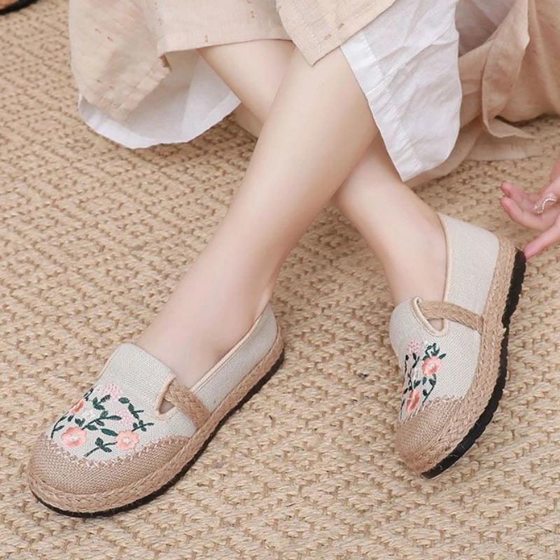 Casual Slip On Linen Shoes for Women Y2k Fashion 39 Designer Luxury Aesthetic Walking New Arrival 2025 Deals Woman Footwear Sale