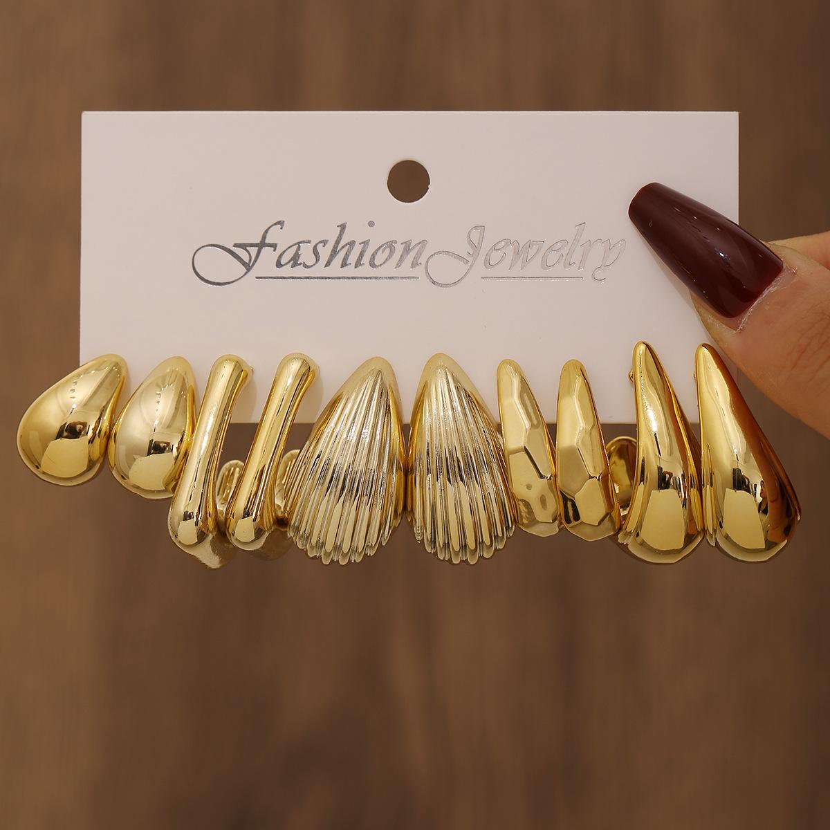 Hot-selling geometric ring multi-shape design earring set, personalized exaggeration CCB earrings are elegant