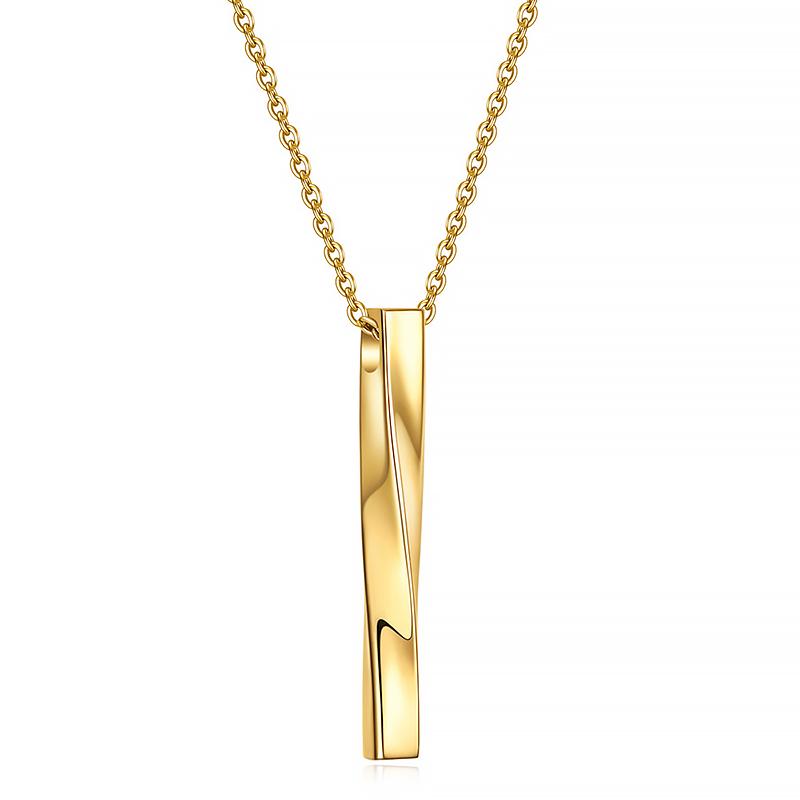 Gold Plated Men's Long Chain Necklace Fashion Screw Design with Spiral Pendant Hip Hop Party Anniversary Jewelry Gift for Men