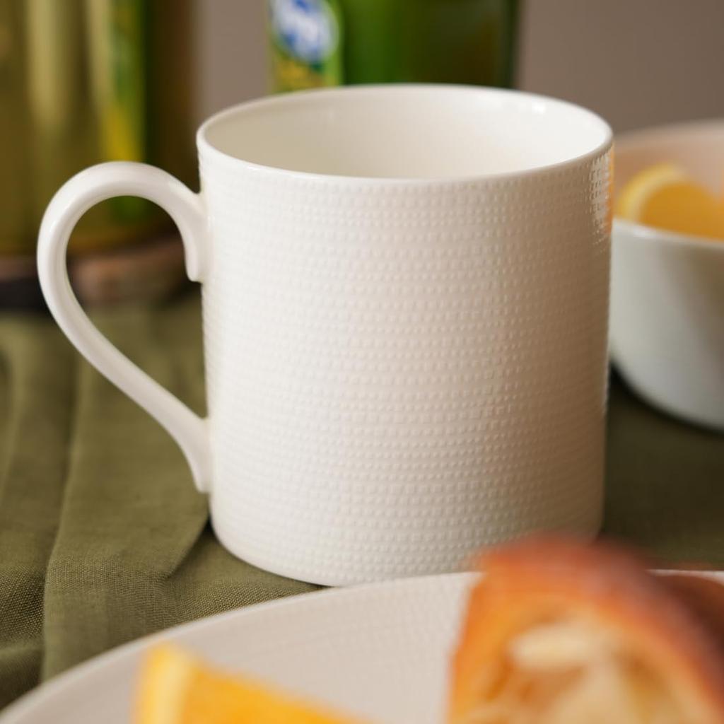 NARUMI Luminar Mug, 340cc, White, Stylish, Modern, Casual, Large, Gift, Microwave-safe, Dishwasher-safe, Gift Boxed, 52538-2999