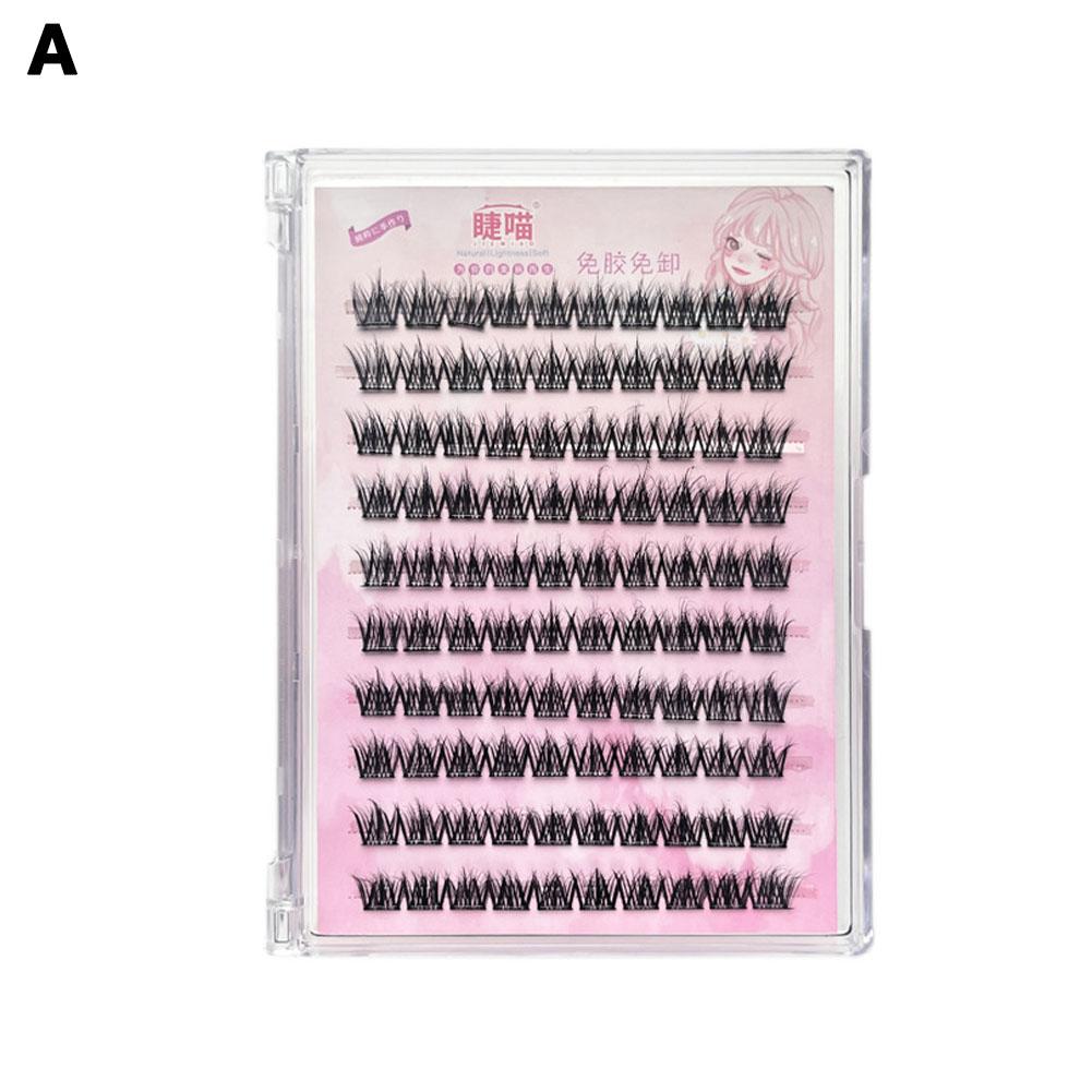 Glue-Free Self-Adhesive False Eyelashes Single Cluster C-curled Natural Faux Mink Lashes DIY False Eyelashes