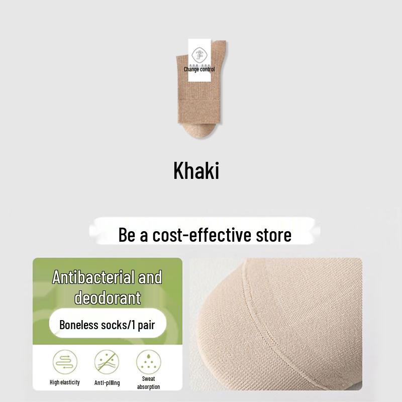 Women's Boneless Mid-Calf Cotton Socks: Antibacterial, Anti-Odor, Sweat-Absorbent, Breathable—Perfect for Spring, Autumn, and Winter.