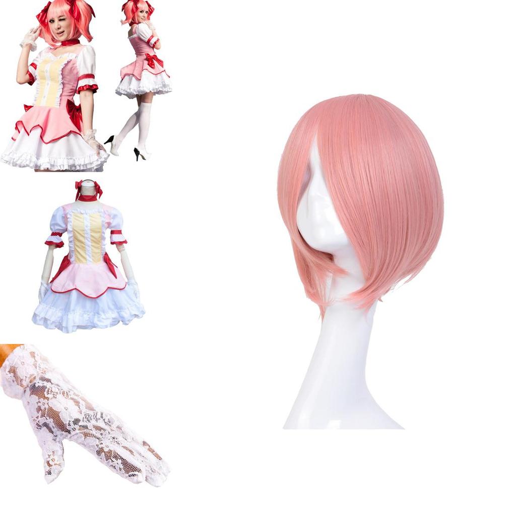 Madoka Kaname Puella Magi Madoka Magica Cosplay Kostuum Elegante Dienstmeisjesjurk Set