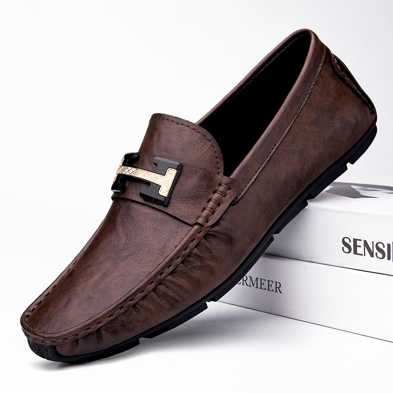 Live Stream Explosion British Style Doudou Shoes Men's Foot Cover Summer 2025 New Business Leisure One-pedal Men's Leather Shoes